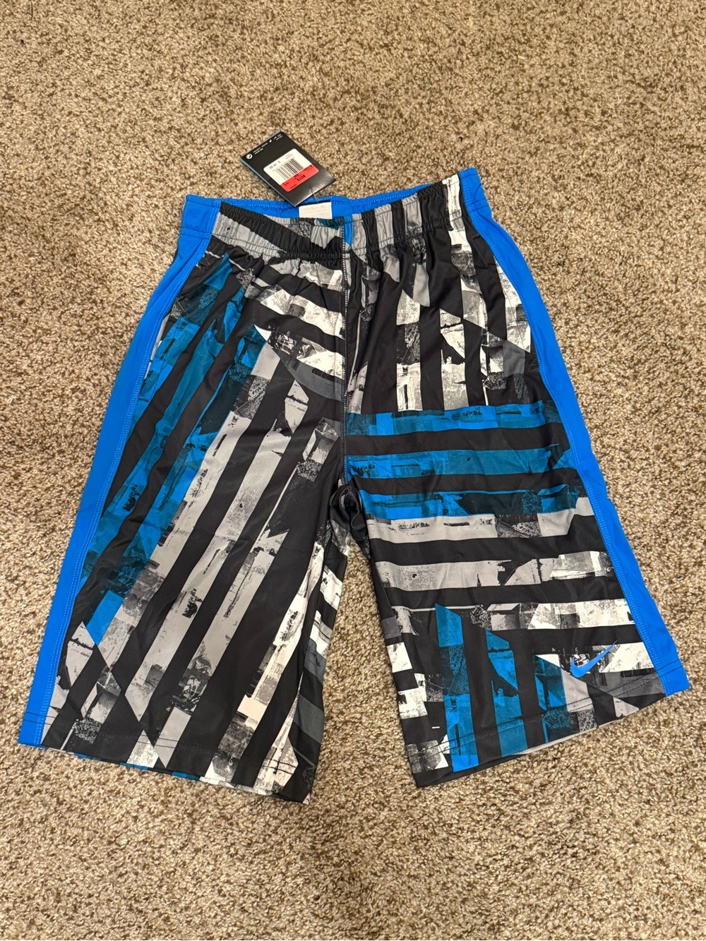 Nike Black, Blue & White Dri-FIT Boys Training Shorts . Large
